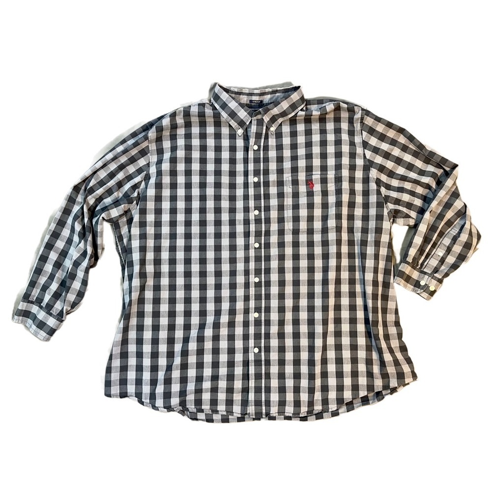 U.S. Polo Assn. Gray Checkered Long Sleeve Button Up Shirt 3XL